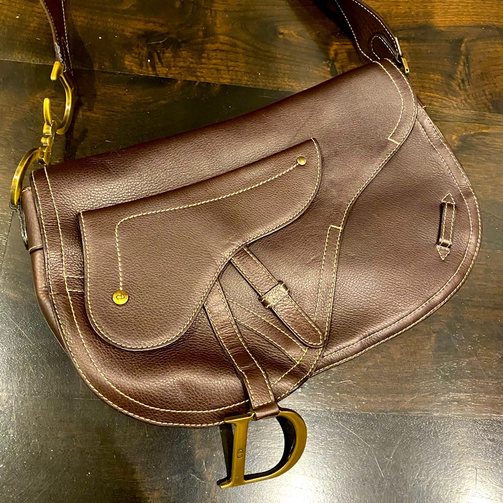 Dior Brown Leather Shoulder Bag